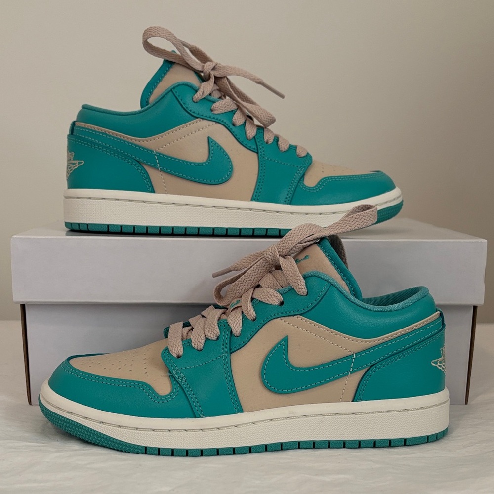 New WMNS AIR JORDAN Teal and Sanddrift Sneakers
